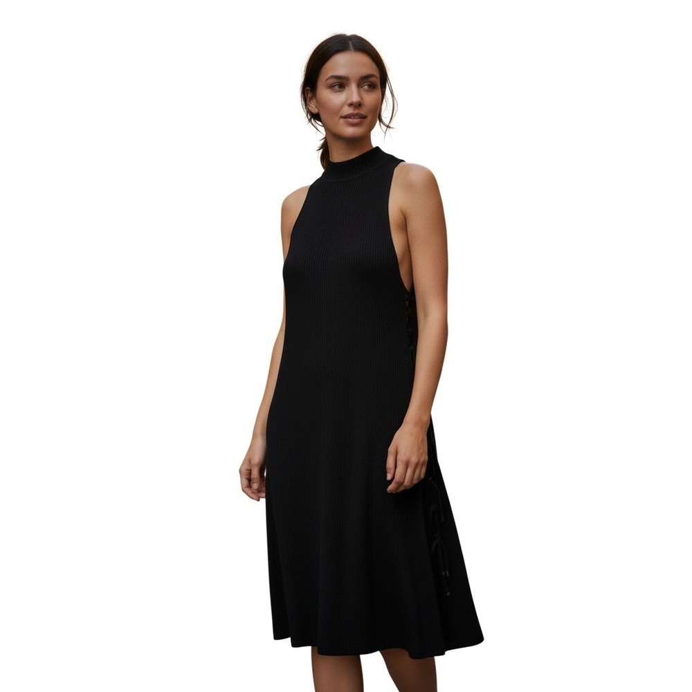 American Eagle Soft & Sexy Black Lace Up Side Mini Dress Sleeveless Grunge‎ L